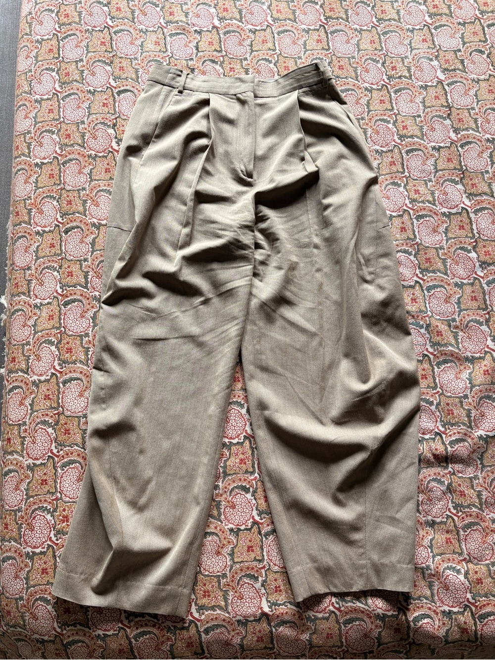 Women’s Tibi Wide-Leg Wool Pleated Pants in Khaki - Picture 10 of 12